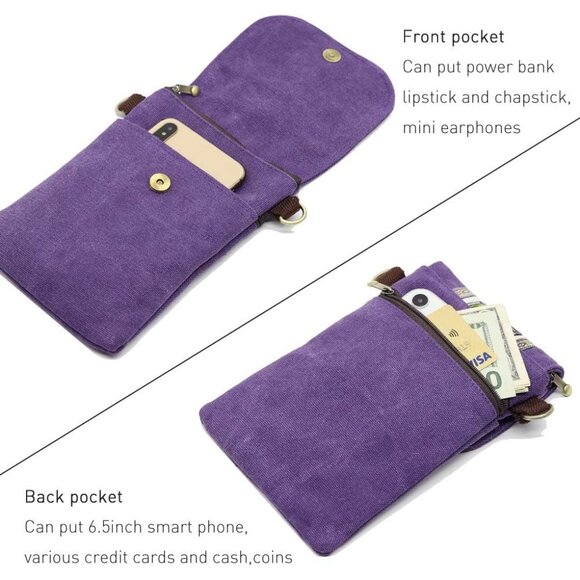 Women's Purple Vintage Embroidered Cute Mini Cross Body Bag Small Handbags - Picture 4 of 6